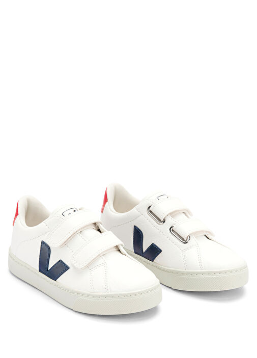 Beyaz Logo Detaylı Unisex Çocuk Deri Sneaker - Görsel 3