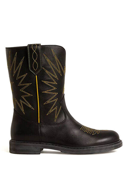 Siyah Kız Çocuk Deri Bot - Görsel 2