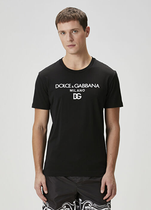 DOLCE&GABBANA Tシャツ Dolce&Gabbana - Siyah Logo Baskılı T-shirt - Siyah