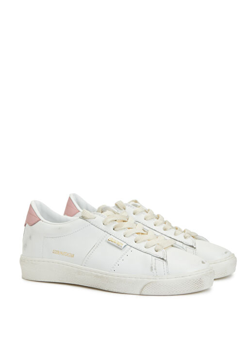 Matchstar Beyaz Pembe Kadın Deri Sneaker - Görsel 3