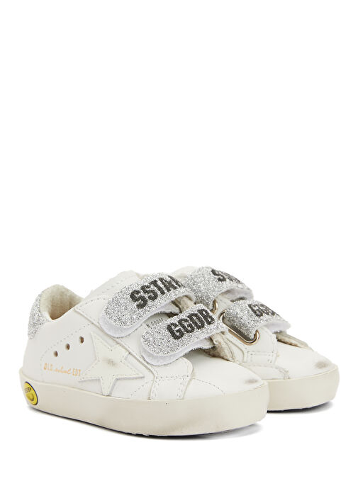 Old School Beyaz Unisex Çocuk Deri Sneaker - Görsel 3