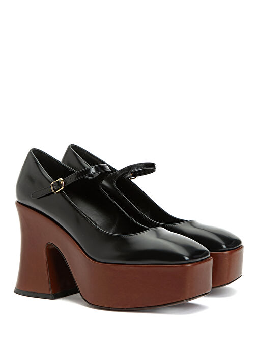 Janis Siyah Deri Topuklu Ayakkabı - Görsel 3