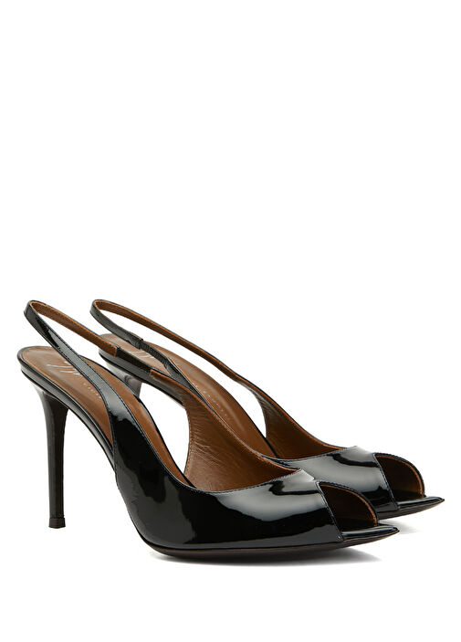 Siyah Deri Topuklu Ayakkabı - Görsel 3