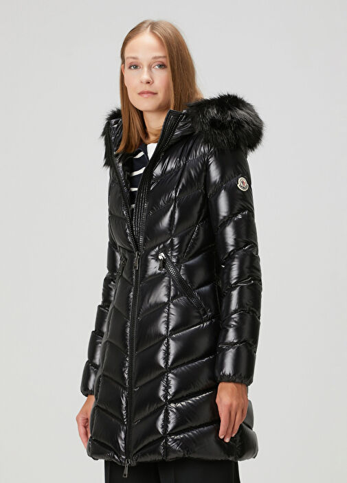 Moncler Siyah Kadın Fulmarus Siyah Kapüşonlu Puffer Mont 1738587