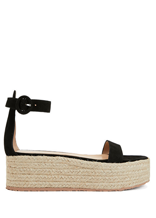 Siyah Kadın Süet Espadril - Görsel 2