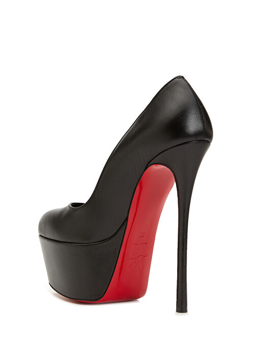 Dolly Pump Alta Siyah Deri Topuklu Ayakkabı - Görsel 4