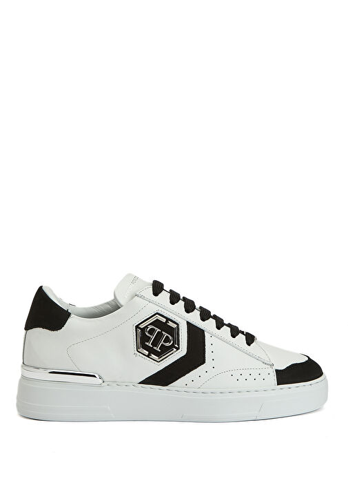 Beyaz Siyah Erkek Deri Sneaker - Görsel 2