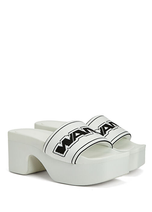 Webbing Beyaz Logo Detaylı Kadın Terlik - Görsel 3