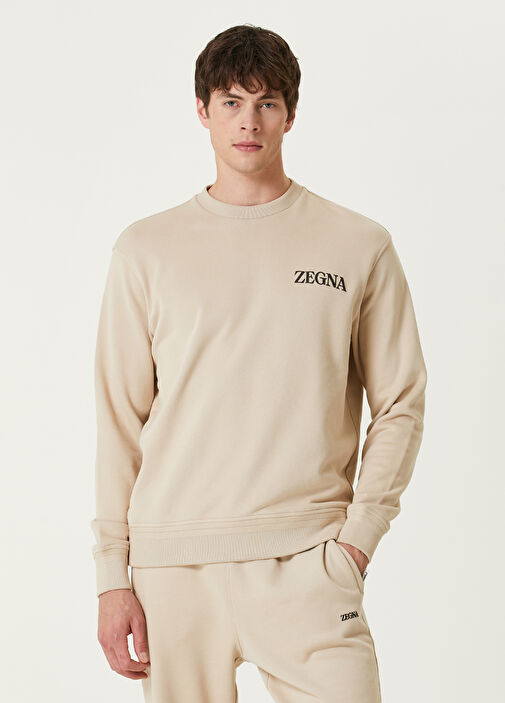 Zegna - Light Beige Logo Printed Sweatshirt