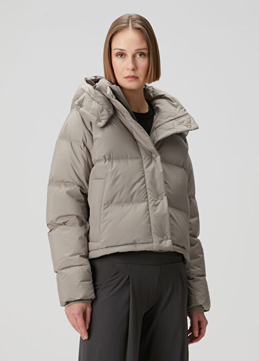 LITMUS maison lulu pinot Isabel hood グレー lululemon Çok Renkli Kadın Wunder Gri Puffer Crop Mont 1874523