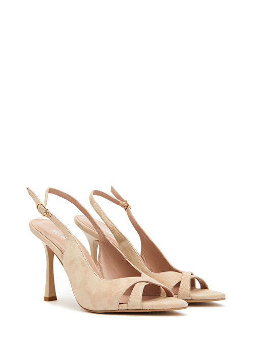 Bej Kadın Süet Sandalet - Görsel 3