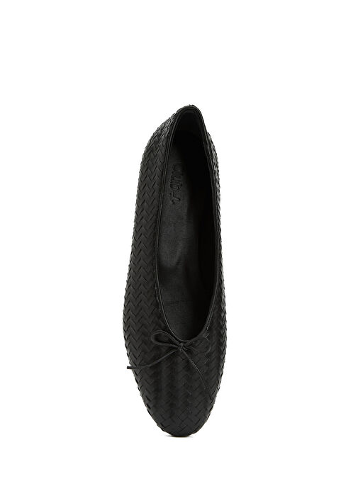 Siyah Örgü Dokulu Kadın Deri Babet - Görsel 10