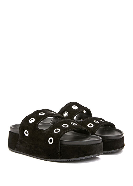 Siyah Kadın Deri Terlik - Görsel 3