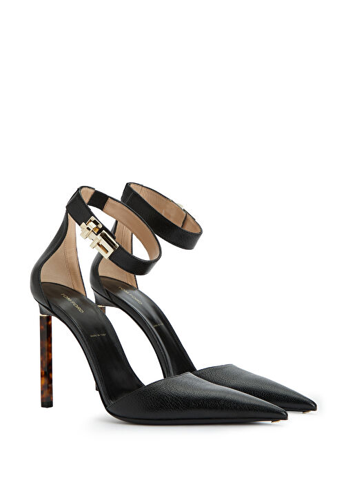 Siyah Deri Topuklu Ayakkabı - Görsel 3