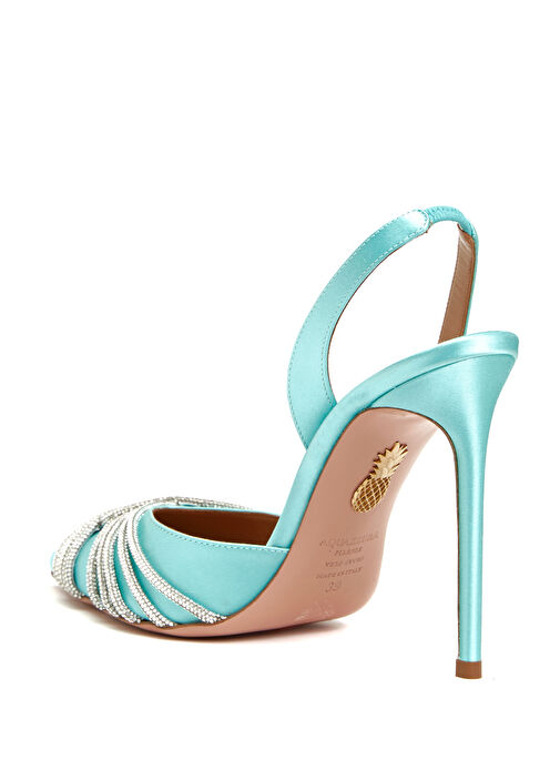 Gatsby Turkuaz Saten Topuklu Ayakkabı - Görsel 4