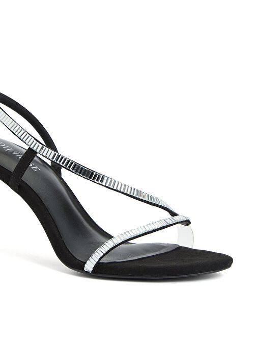 Siyah Kadın Taşlı Sandalet - Görsel 7