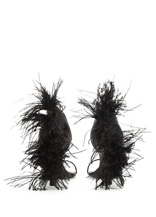 Amazona Siyah Topuklu Saten Sandalet - Görsel 4