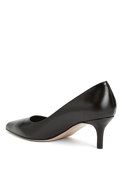 Siyah Deri Topuklu Ayakkabı - Görsel 4