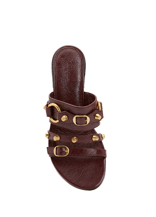 Bordo Kadın Deri Terlik - Görsel 5