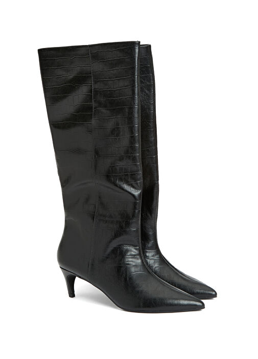 Siyah Kroko Desenli Çizme - Görsel 3