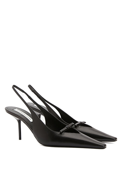 Siyah Deri Topuklu Ayakkabı - Görsel 3