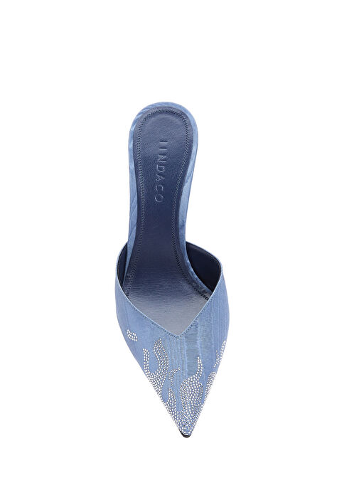 Açık Mavi Mikro Taşlı Topuklu Ayakkabı - Görsel 5