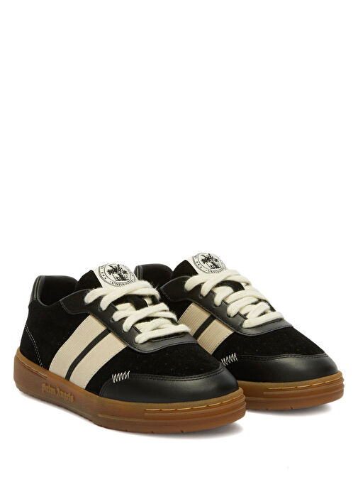 Palm Angels - Iconic Tape Bej Siyah Erkek Çocuk Deri Sneaker - Bej