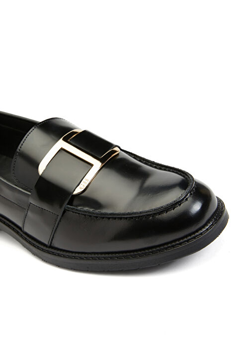 Siyah Kadın Deri Loafer - Görsel 8