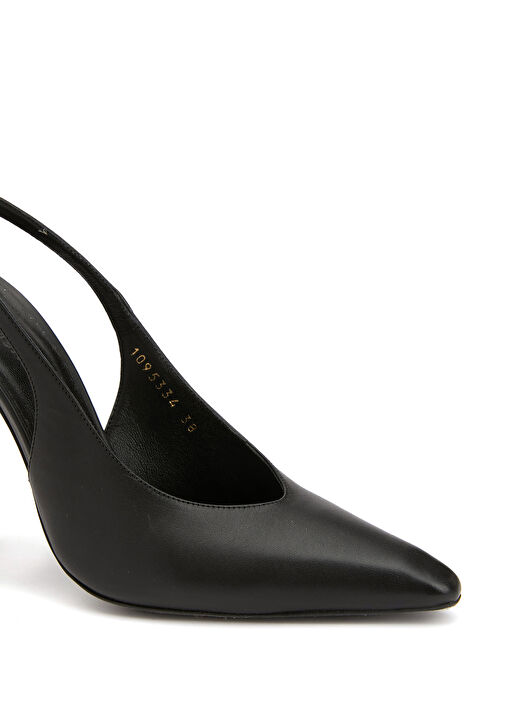 Siyah Deri Topuklu Ayakkabı - Görsel 7
