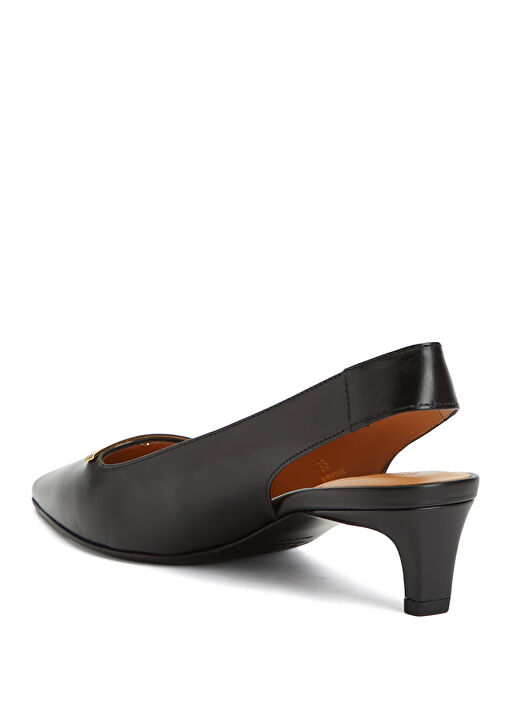 Siyah Deri Topuklu Ayakkabı - Görsel 4