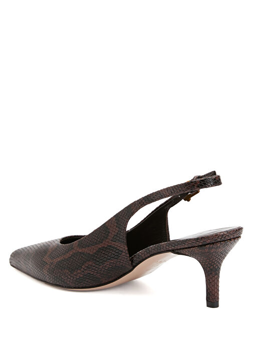 Kahverengi Desenli Deri Topuklu Ayakkabı - Görsel 4