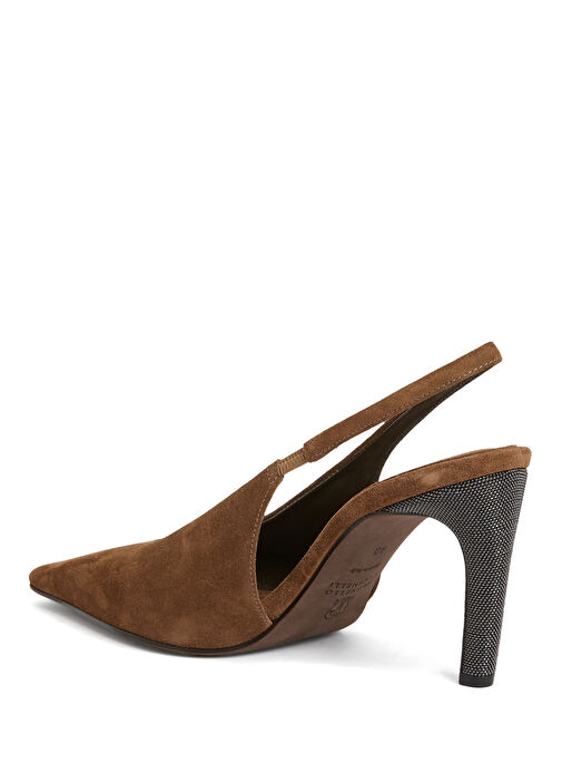 Kahverengi Süet Topuklu Ayakkabı - Görsel 4