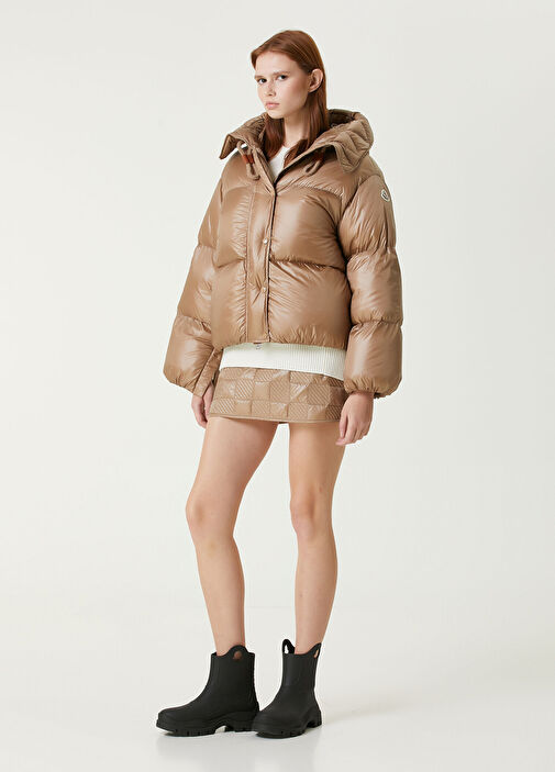 Moncler Bej Kadın Borey Bej Kapüşonlu Puff Mont 1518158 | Beymen