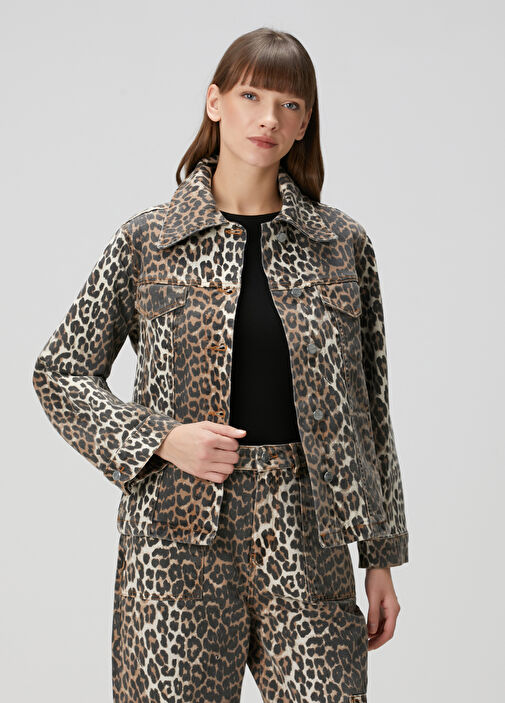 ジャケット GANNI Leopard Printed Denim Jacket Ganni 'leopard Print Denim Jacket' | italist