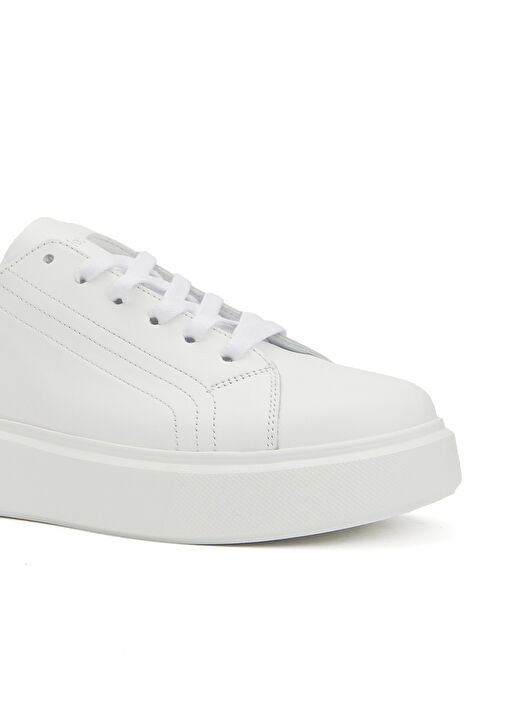 Beyaz Kadın Deri Sneaker - Görsel 7