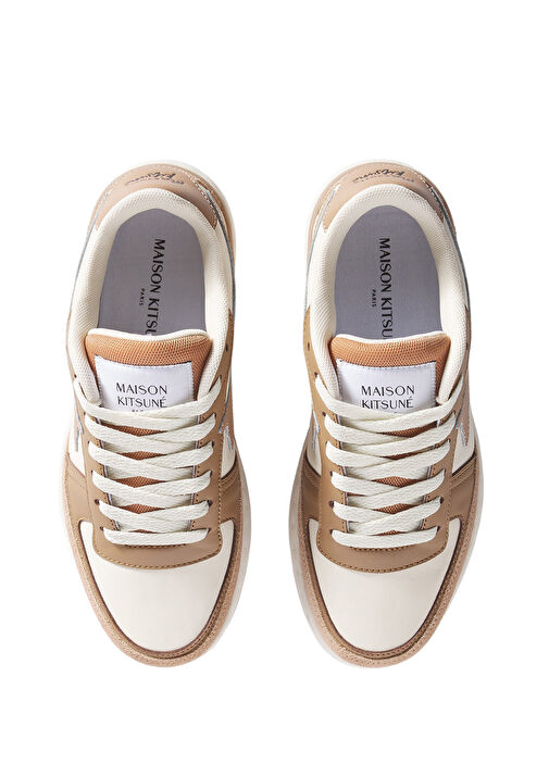 Beyaz Bej Kadın Deri Sneaker - Görsel 7