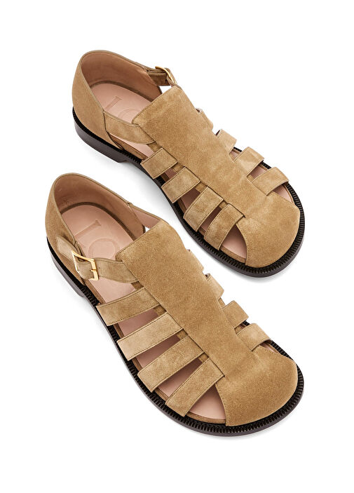 Bej Erkek Süet Sandalet - Görsel 4