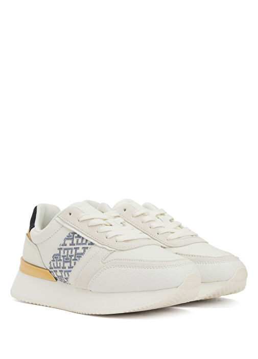 Monogram Runner Bej Kadın Deri Sneaker - Görsel 3