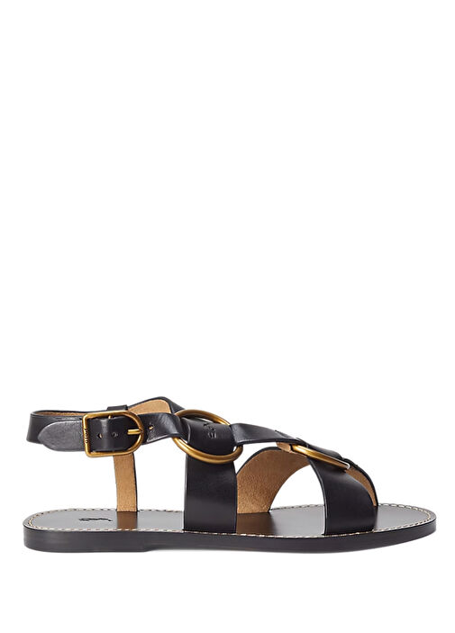 Siyah Kadın Deri Sandalet - Görsel 2
