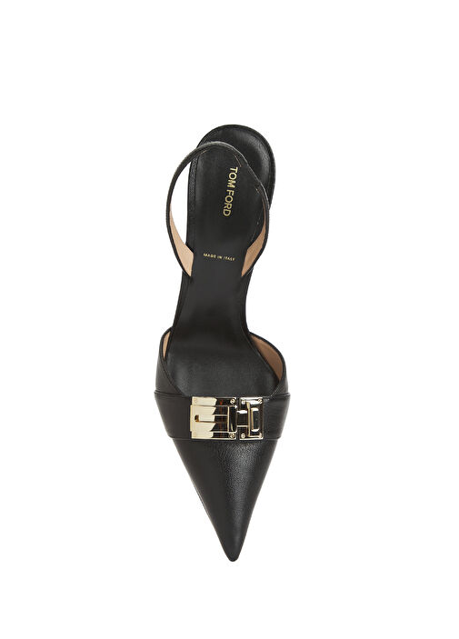 Siyah Deri Topuklu Ayakkabı - Görsel 5