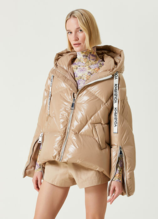 Champagne Hooded Puffer Coat