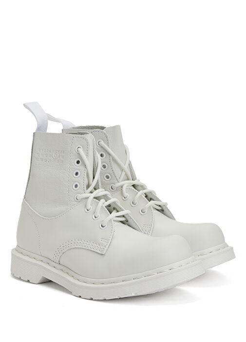 Beyaz Kadın Deri Bot - Görsel 3