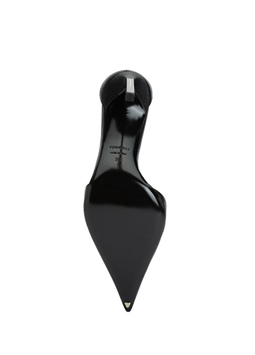 Siyah Deri Topuklu Ayakkabı - Görsel 6