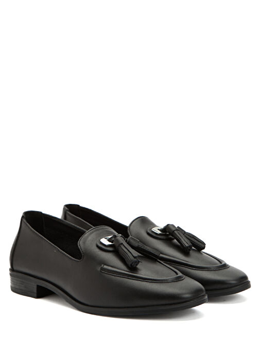 Siyah Kadın Deri Loafer - Görsel 3