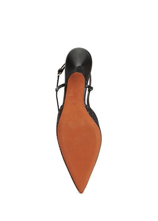 Siyah Zikzak Desenli Kadın Topuklu Ayakkabı - Görsel 6