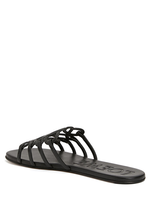 Petal Siyah Logo Bantlı Kadın Deri Terlik - Görsel 4