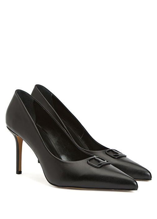 Siyah Deri Stiletto - Görsel 3