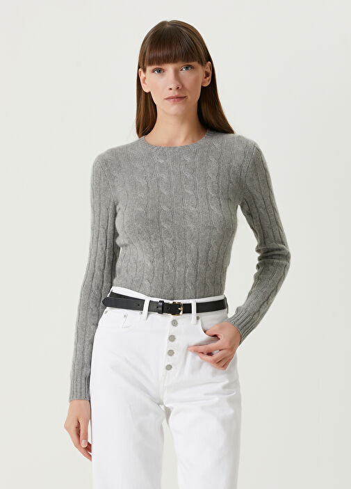 Polo Ralph Lauren Grey Cable Knit Cashmere Sweater