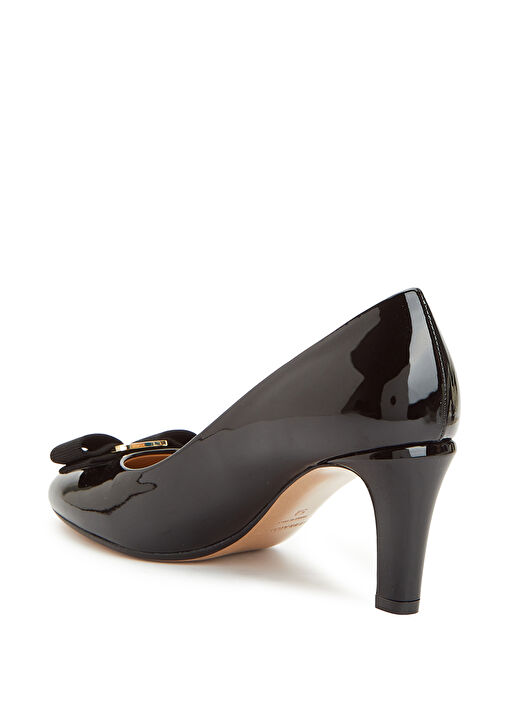 Siyah Deri Topuklu Ayakkabı - Görsel 4