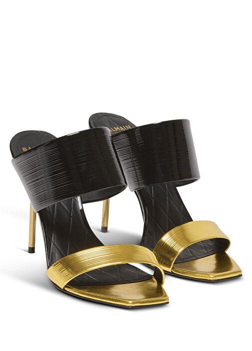 Siyah Gold Kadın Deri Terlik - Görsel 3